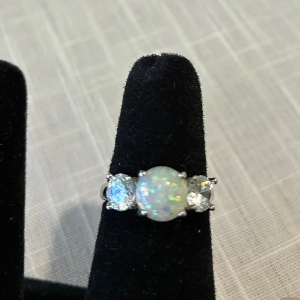 Opal Sterling silver CZ Ring - Picture 6 of 6